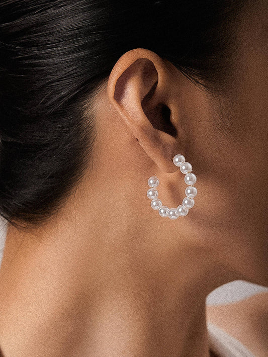 Classic Pearl Hoops