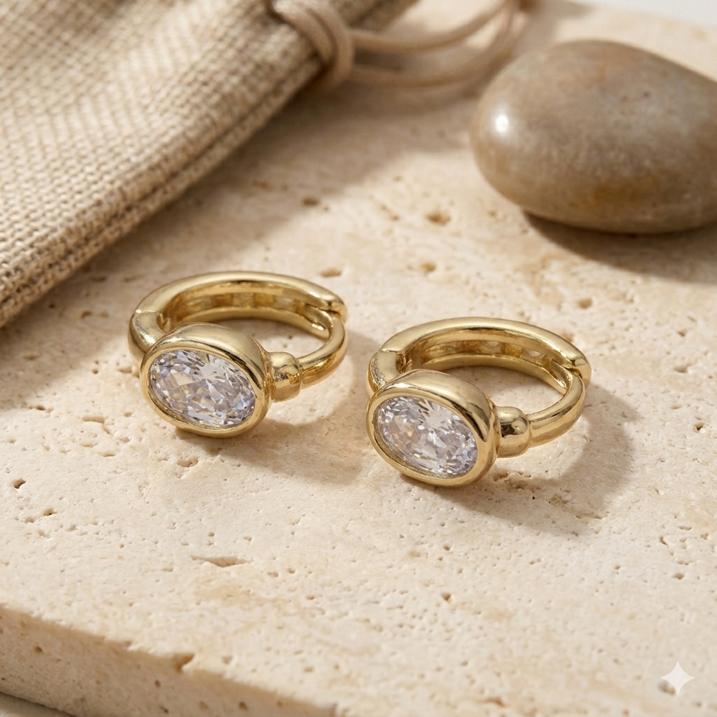 Oval Diamond Hoops