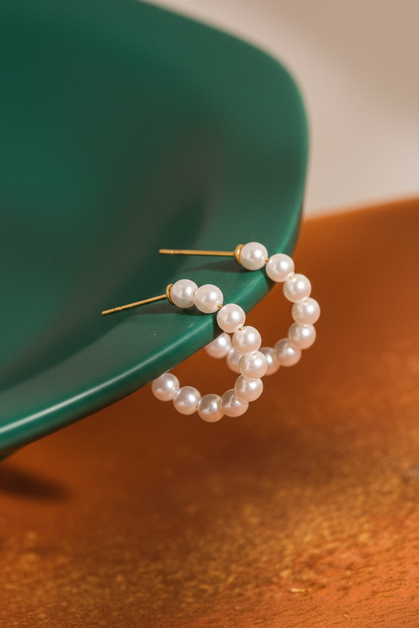 Classic Pearl Hoops