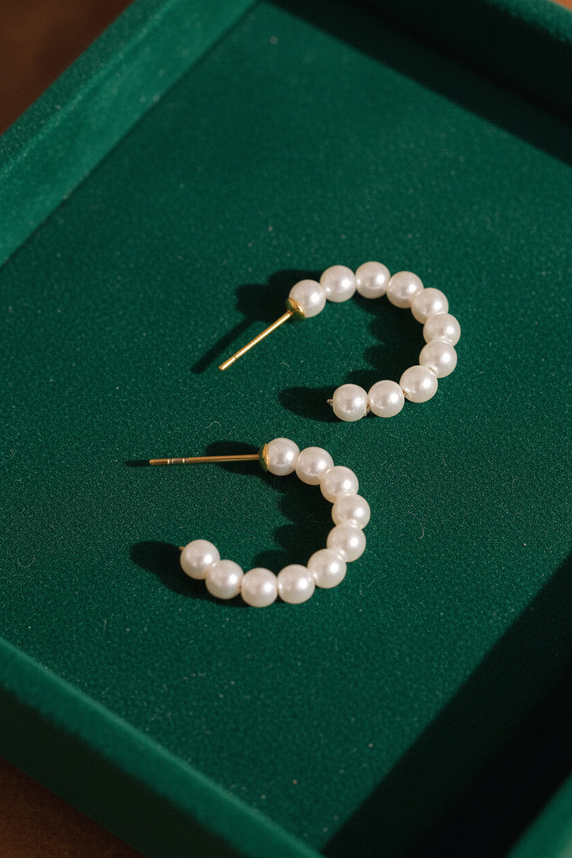 Classic Pearl Hoops