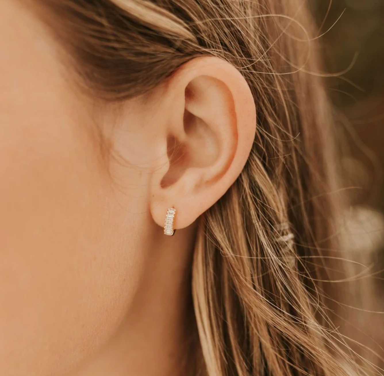 Dainty Baguette Hoops
