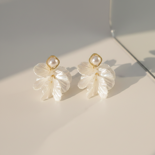Vintage Pearl Petal Dangles