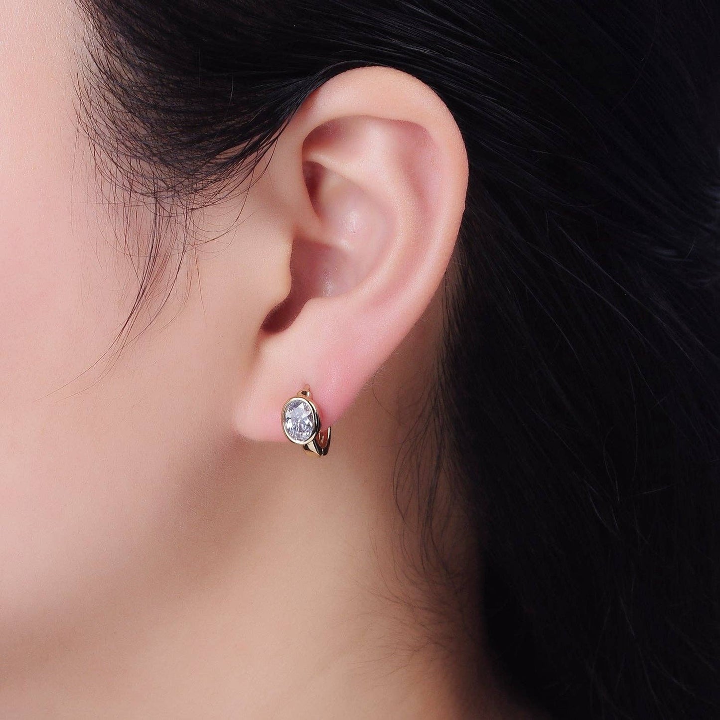 Oval Diamond Hoops